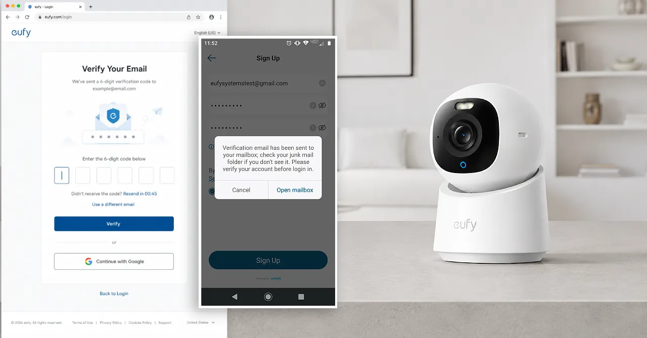 Eufy.Com Login using OTP