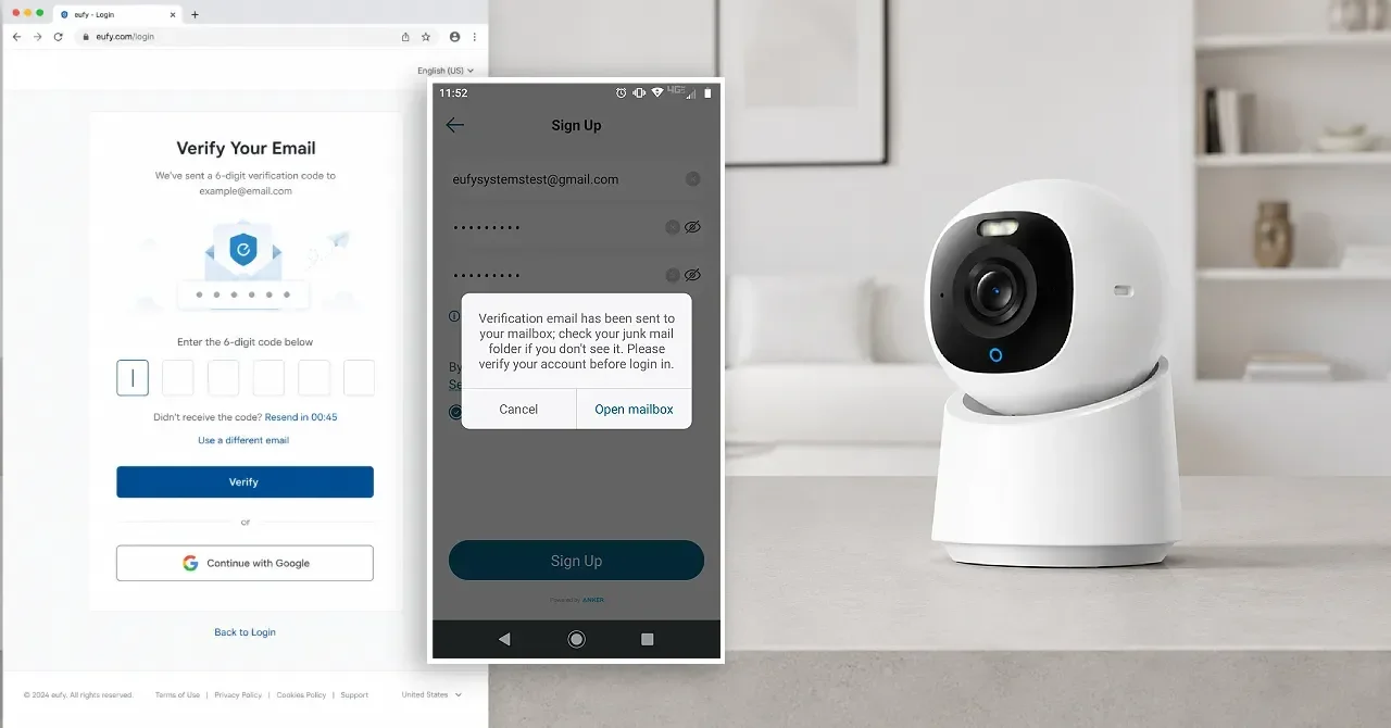 Eufy.Com Login using OTP